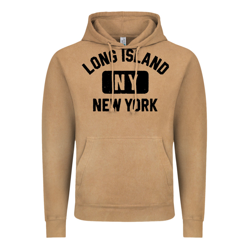 Long Island Ny Gym Style Distressed Amber Print Vintage Hoodie by artisFamous | Teevron