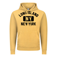 Vintage Mustard long island ny gym style distressed amber print Vintage Hoodie - artisFamous