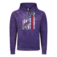 Cloud Purple mens distressed dinosaur autism dad usa flag Vintage Hoodie - artisFamous