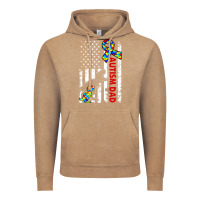 Vintage Coffee mens distressed dinosaur autism dad usa flag Vintage Hoodie - artisFamous