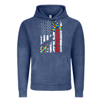 Mens Distressed Dinosaur Autism Dad Usa Flag Vintage Hoodie | Teevron