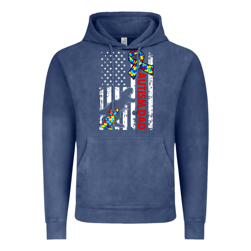 Mens Distressed Dinosaur Autism Dad Usa Flag Vintage Hoodie by artisFamous | Teevron