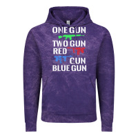 One Gun Two Gun Red Gun Blue Gun Vintage Hoodie | Teevron
