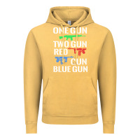 Vintage Mustard one gun two gun red gun blue gun Vintage Hoodie - artisFamous