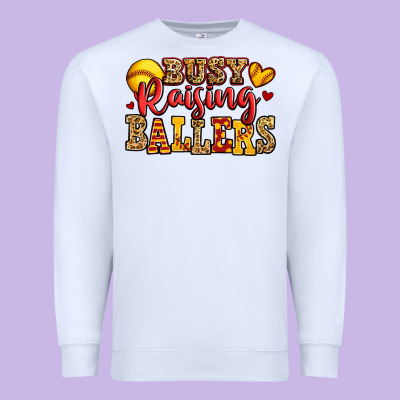 Busy Raising Ballers Softball Premium Sweatshirt Designed By Jasminsmagicworld