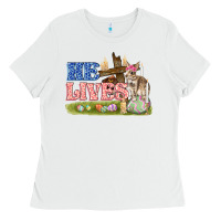 White he lives easter Ladies Tee - FaDigitalArtStudio