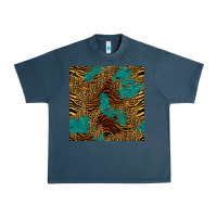 Midnight Navy tiger leopard turquoise glitter seamless pattern Urban Heavy Tee - BundleAndBundleShop