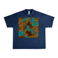 Navy tiger leopard turquoise glitter seamless pattern Urban Heavy Tee - BundleAndBundleShop