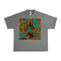 Tornado tiger leopard turquoise glitter seamless pattern Urban Heavy Tee - BundleAndBundleShop