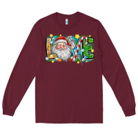Burgundy Love Santa Long Sleeve Tee - CowhideDigitalArt