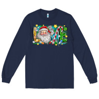 Navy Love Santa Long Sleeve Tee - CowhideDigitalArt