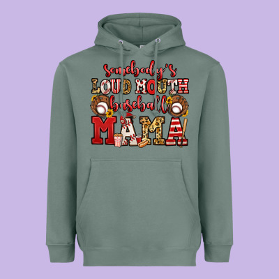 Somebody's Loud Mouth Baseball Mama Heavyweight Hoodie Designed By Jasminsmagicworld