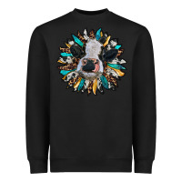 Black baby cow with sunflower Heavyweight Sweatshirt - RanaPortraitStore