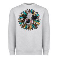 Heather Grey baby cow with sunflower Heavyweight Sweatshirt - RanaPortraitStore