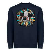 Navy baby cow with sunflower Heavyweight Sweatshirt - RanaPortraitStore