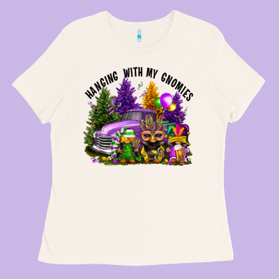 Mardi Gras Hanging With My Gnomies Ladies Tee Designed By Fadigitalartstudio