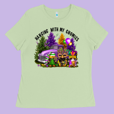 Mardi Gras Hanging With My Gnomies Ladies Tee Designed By Fadigitalartstudio
