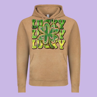 Lucky Clover Vintage Hoodie Designed By Cowhidedigitalart