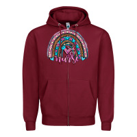 Burgundy leopard cowhide nurse rainbow Zipper Hoodie - JahusDesignShop