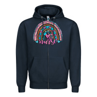 Navy leopard cowhide nurse rainbow Zipper Hoodie - JahusDesignShop