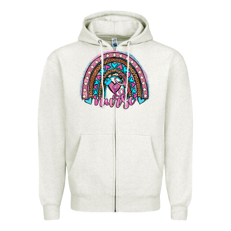 Leopard Cowhide Nurse Rainbow Zipper Hoodie by JahusDesignShop | Teevron