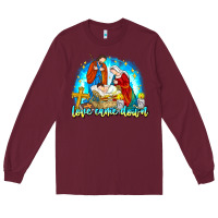 Burgundy Love Came Down Long Sleeve Tee - CowhideDigitalArt