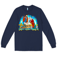 Navy Love Came Down Long Sleeve Tee - CowhideDigitalArt