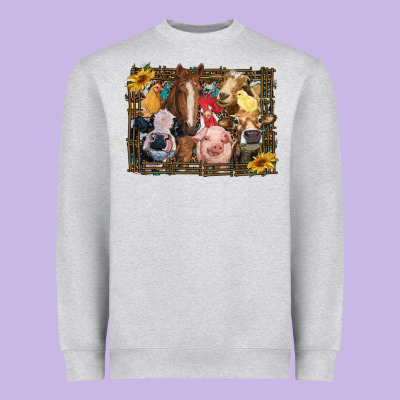 Western Farm Animals Heavyweight Sweatshirt Designed By Ranaportraitstore