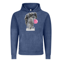 Vintage Denim Vaporwave statue head with bubblegum Vintage Hoodie - artisFamous