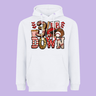 Three Up Three Down Baseball Heavyweight Hoodie Designed By Jasminsmagicworld