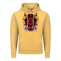 Vintage Mustard demon oni mask Vintage Hoodie - artisFamous