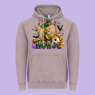 Spooky Horse Vintage Hoodie Designed By Cowhidedigitalart