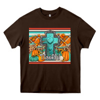 Chocolate Brown fall thankfull cross Heavy Core Tee - Jasminsmagicworld