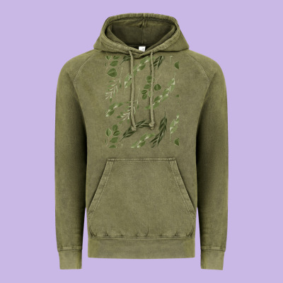 Watercolor Eucalyptus Pattern Vintage Hoodie Designed By Artisfamous