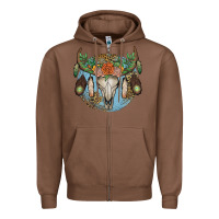 Chestnut floral feather bull skull Zipper Hoodie - JahusDesignShop