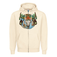 Sandshell floral feather bull skull Zipper Hoodie - JahusDesignShop