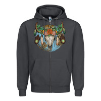 Smoke floral feather bull skull Zipper Hoodie - JahusDesignShop