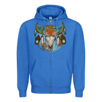 True Royal floral feather bull skull Zipper Hoodie - JahusDesignShop