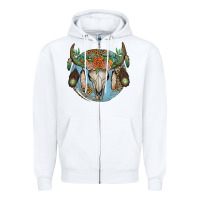 White floral feather bull skull Zipper Hoodie - JahusDesignShop