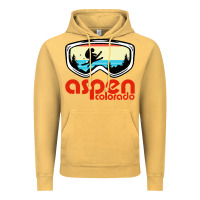 Vintage Mustard aspen colorado ski mountain skiing retro vacation Vintage Hoodie - artisFamous
