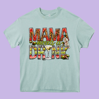 Mama Needs A Drink Mother's Day Heavy Core Tee Designed By Howdyjamesfarm