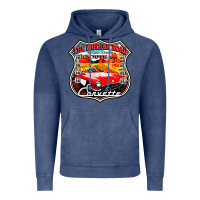 Vintage Denim CLASSIC CARS ROUTE 66 Vintage Hoodie - artisFamous