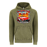 Vintage Olive CLASSIC CARS ROUTE 66 Vintage Hoodie - artisFamous