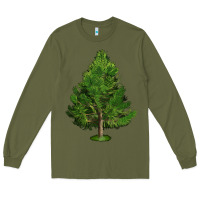Army Green White Pine Tree Illustrations Long Sleeve Tee - LillyAllenDesigns