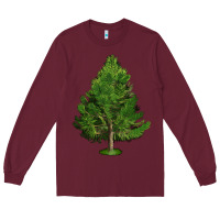 Burgundy White Pine Tree Illustrations Long Sleeve Tee - LillyAllenDesigns