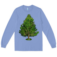Colony Blue White Pine Tree Illustrations Long Sleeve Tee - LillyAllenDesigns