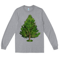 Heather Grey White Pine Tree Illustrations Long Sleeve Tee - LillyAllenDesigns