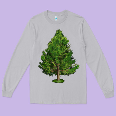 White Pine Tree Illustrations Long Sleeve Tee Designed By Lillyallendesigns