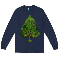Navy White Pine Tree Illustrations Long Sleeve Tee - LillyAllenDesigns