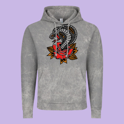 The King Cobra Snake And Rose Vintage Hoodie Designed By Artisfamous